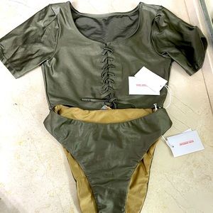Good American lace up swim top and cheeky bottom